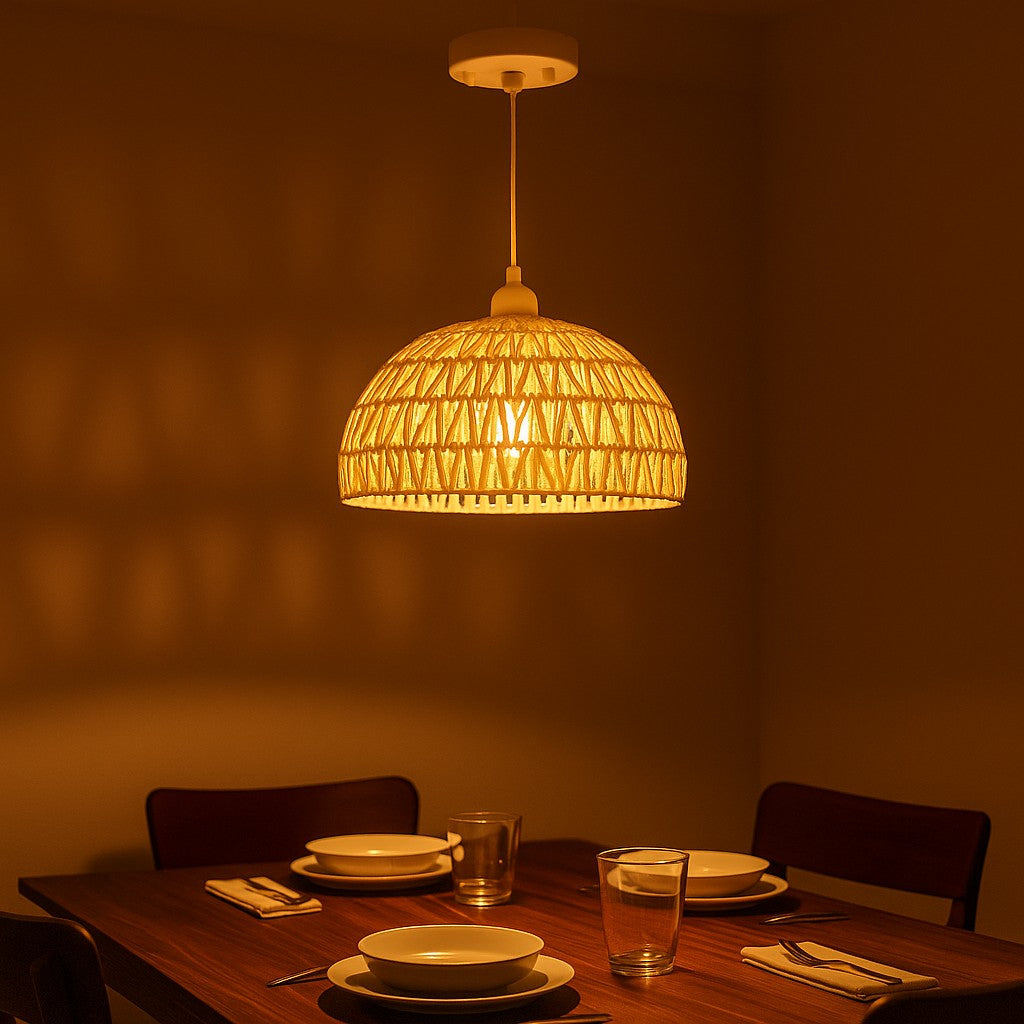 Lámpara De Ratán Colgante Decorativa Modelo Roma 2