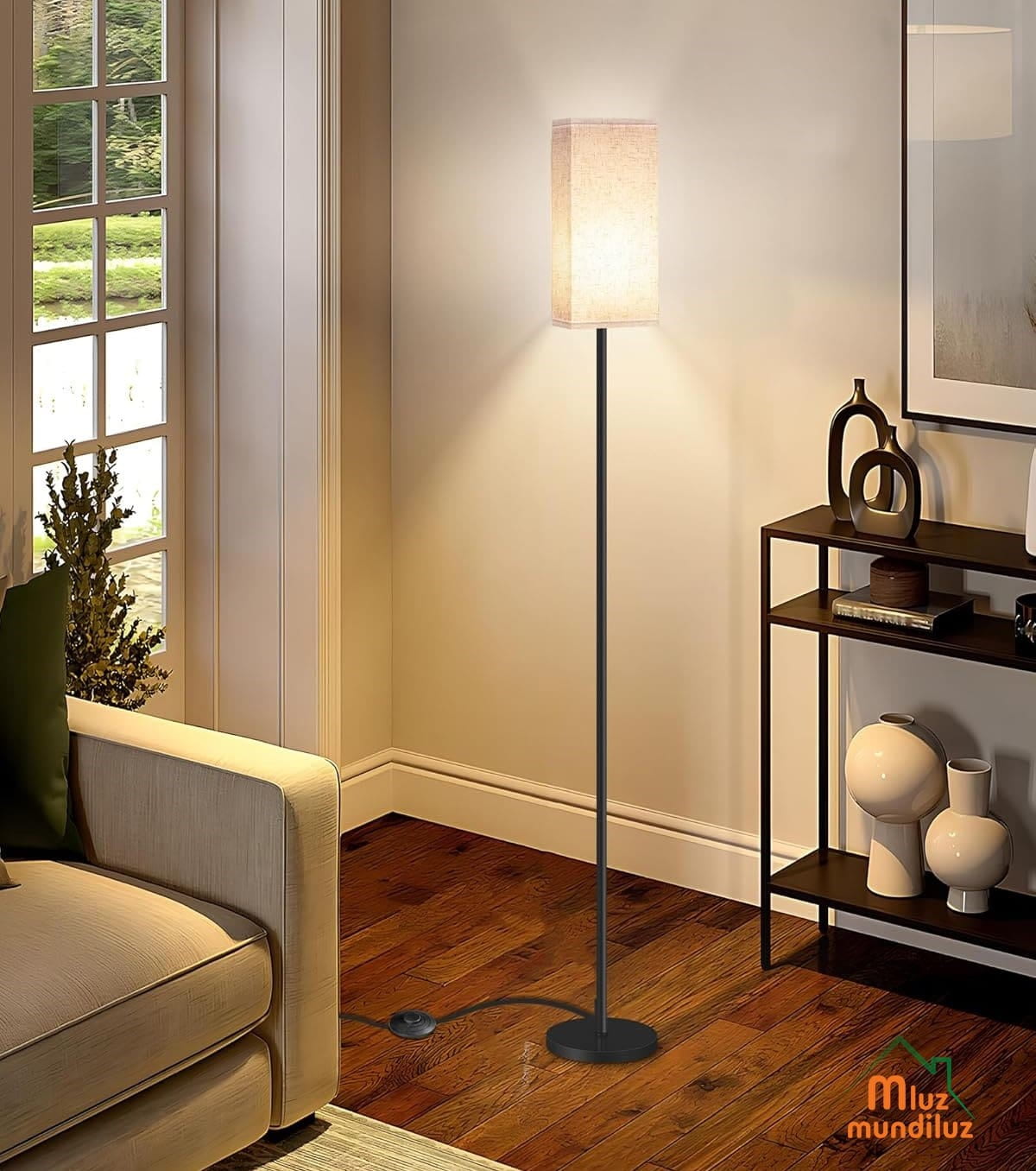 Lámpara De Piso Pie Moderna Con Caperuza Para Sala