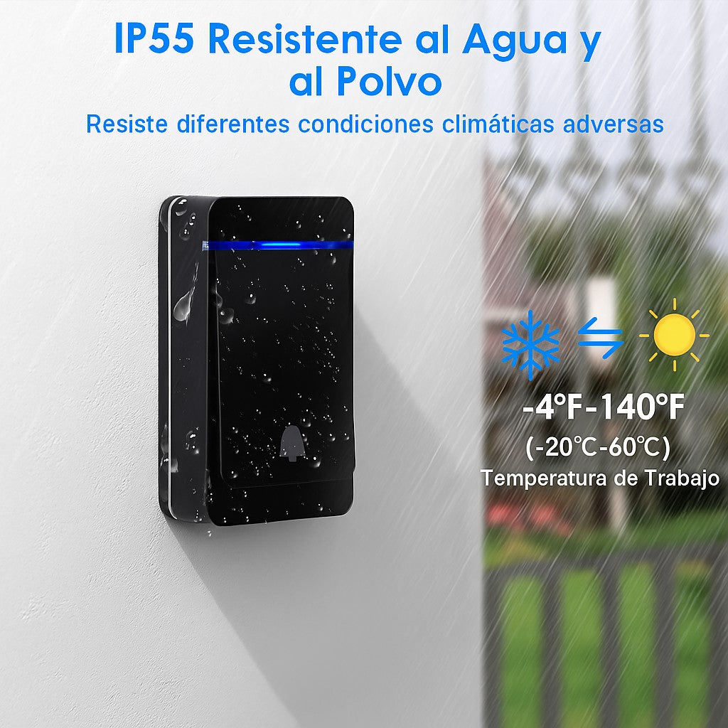 Timbre Inalámbrico Doble Autónomo. No Requiere Pila. Exito C