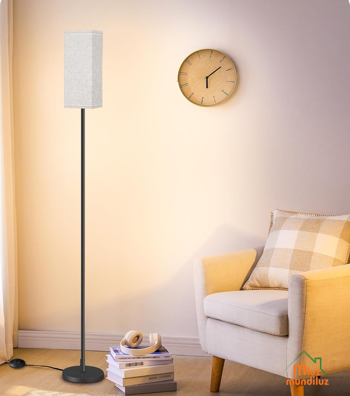 Lámpara De Piso Pie Moderna Con Caperuza Para Sala