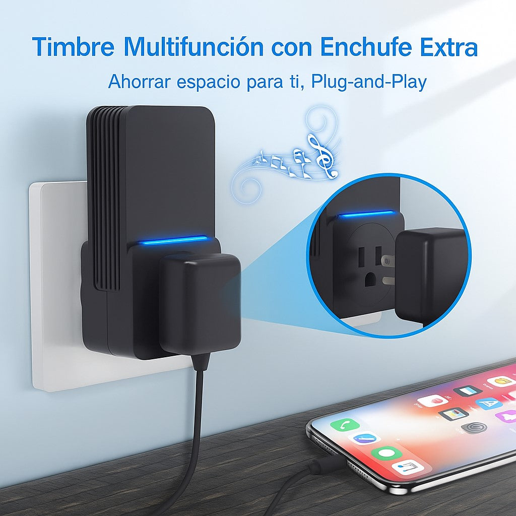 Timbre Inalámbrico Doble Autónomo. No Requiere Pila. Exito C