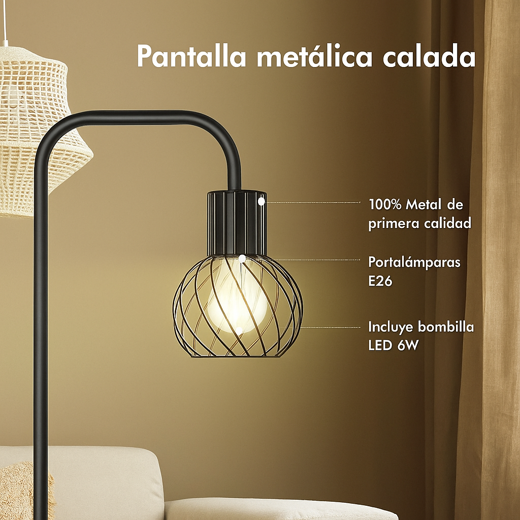 Lámpara De Piso Para Sala Vintage Altura Ajustable