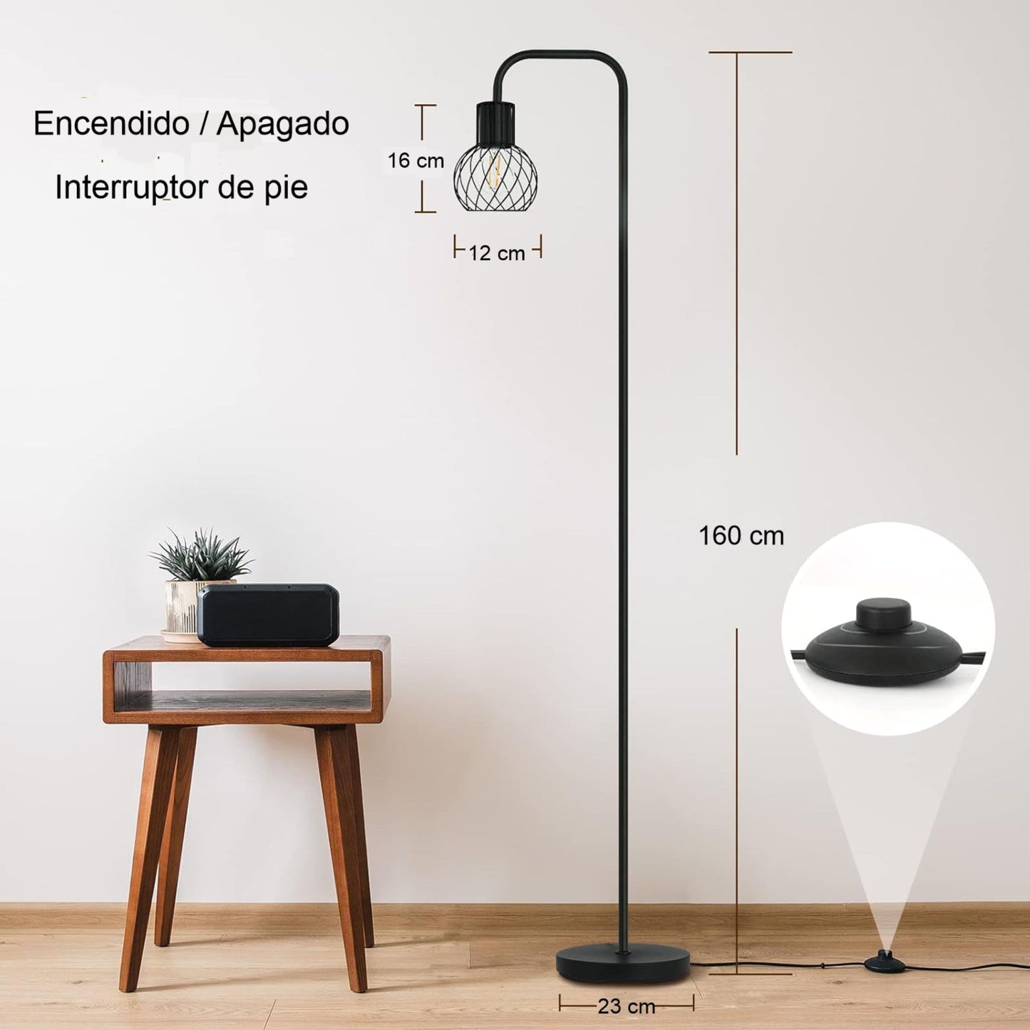 Lámpara De Piso Para Sala Vintage Altura Ajustable