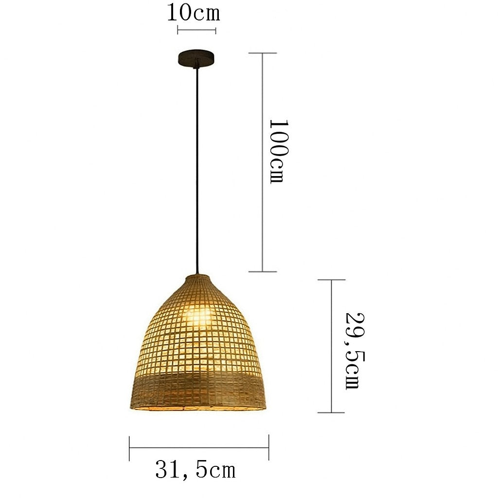 Lámpara De Ratán Colgante Decorativa Modelo Iglu