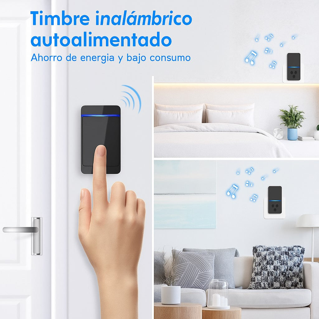 Timbre Inalámbrico Doble Autónomo. No Requiere Pila. Exito C