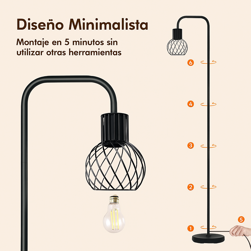 Lámpara De Piso Para Sala Vintage Altura Ajustable