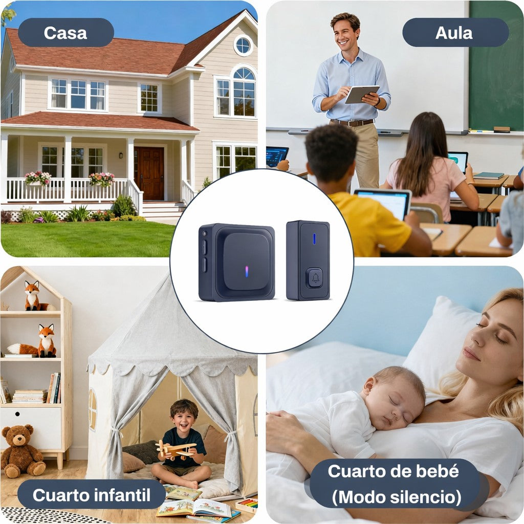 Timbre Inalambrico Impermeable Autónomo. No Requiere Pila.