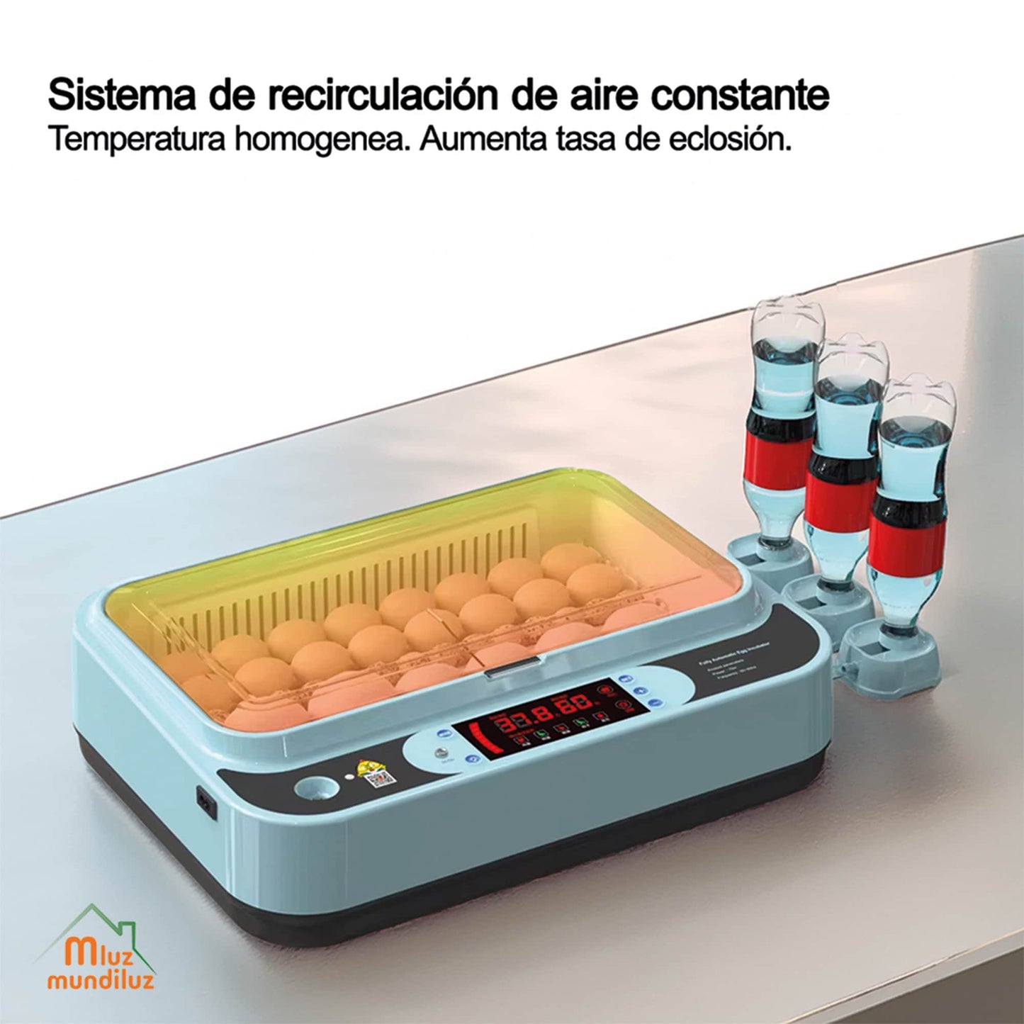 Incubadora 24 Huevos Volteo Automatico Y Panel De Control Humedad