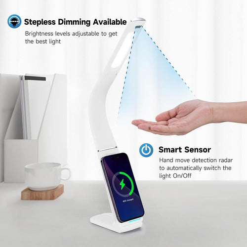 Lampara De Mesa Cargador Inalambricon Puerto Usb Y Sensor