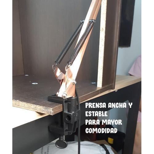 Lampara De Mesa Escritorio Brazo Flexible Tipo Prensa Cobre