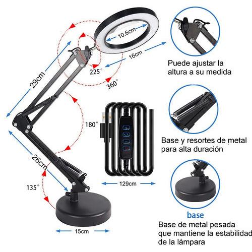 Lampara Lupa De Escritorio Brazo Flexible Fija.