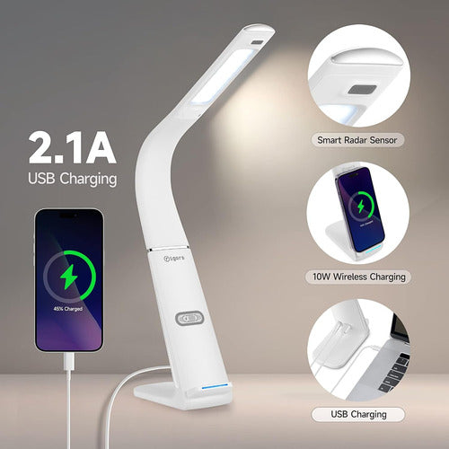Lampara De Mesa Cargador Inalambricon Puerto Usb Y Sensor