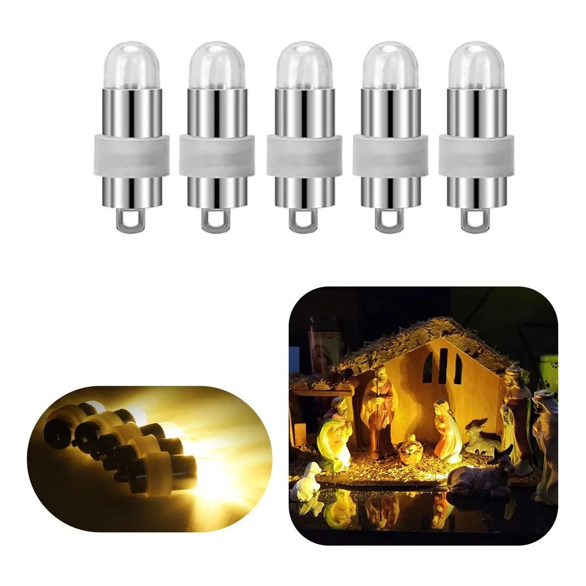 Luces De Navidad Tipo Bala Para Pesebre, Globos, Etc X5 Unid