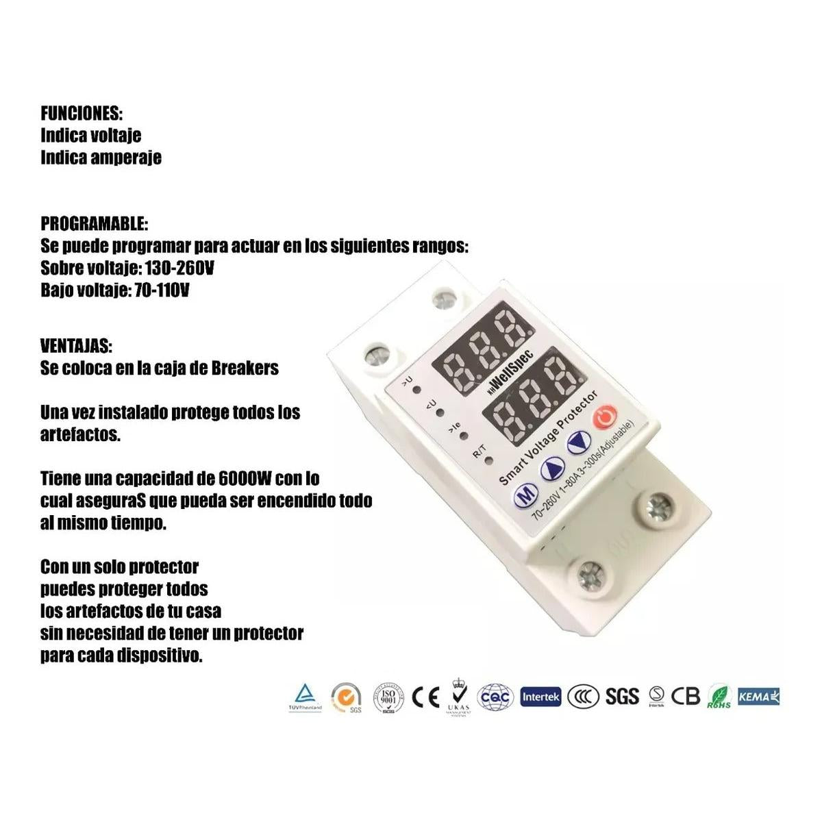 Protector De Voltaje Inteligente Para Toda La Casa 120v 80a