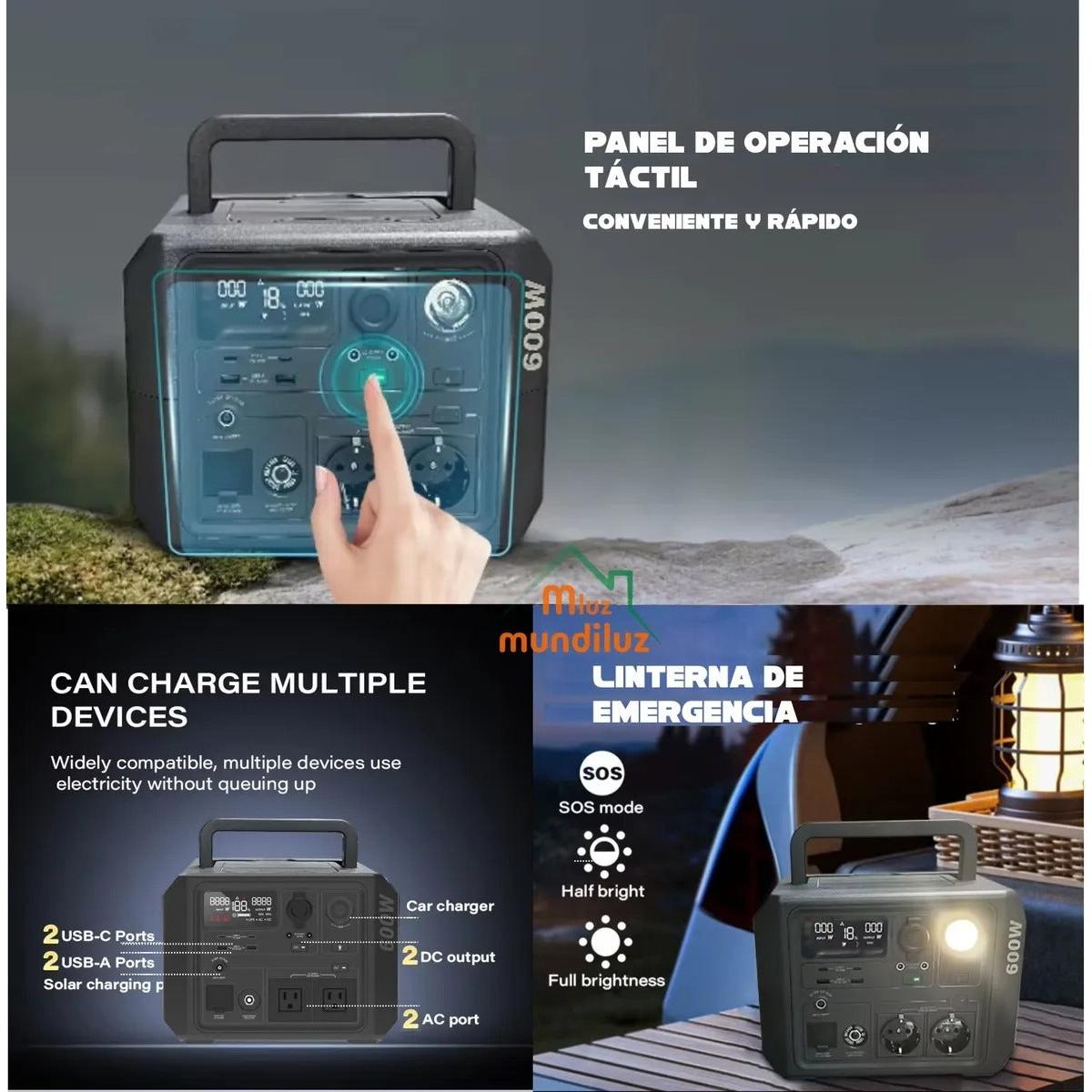 Estacion De Energia Planta Electrica 600w/ 1200w Pico /537wh