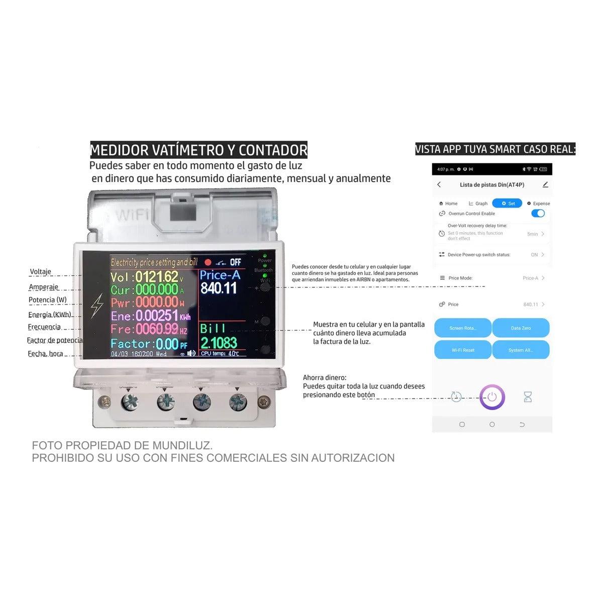 Medidor De Luz Contador, Vatimetro Y Protector Wifi Smart