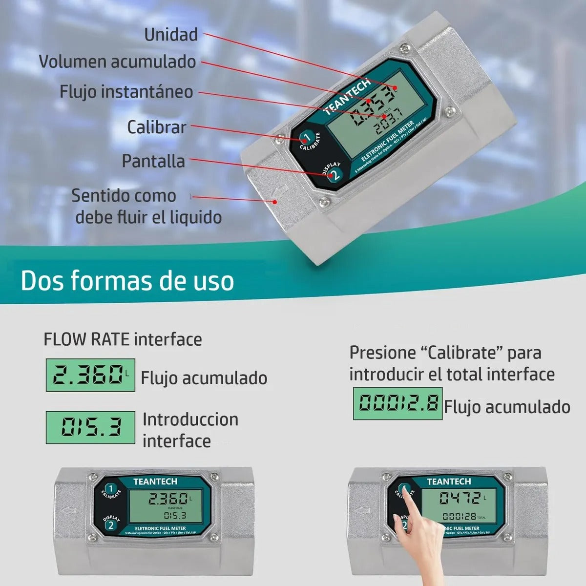 Caudalímetro Medidor Flujo 1'' Combustible Líquidos Químicos