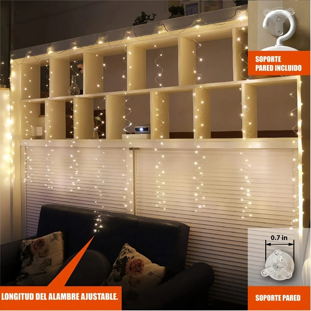 Cortina De Luces Vintage 3x3m . Alambre Microled 300leds