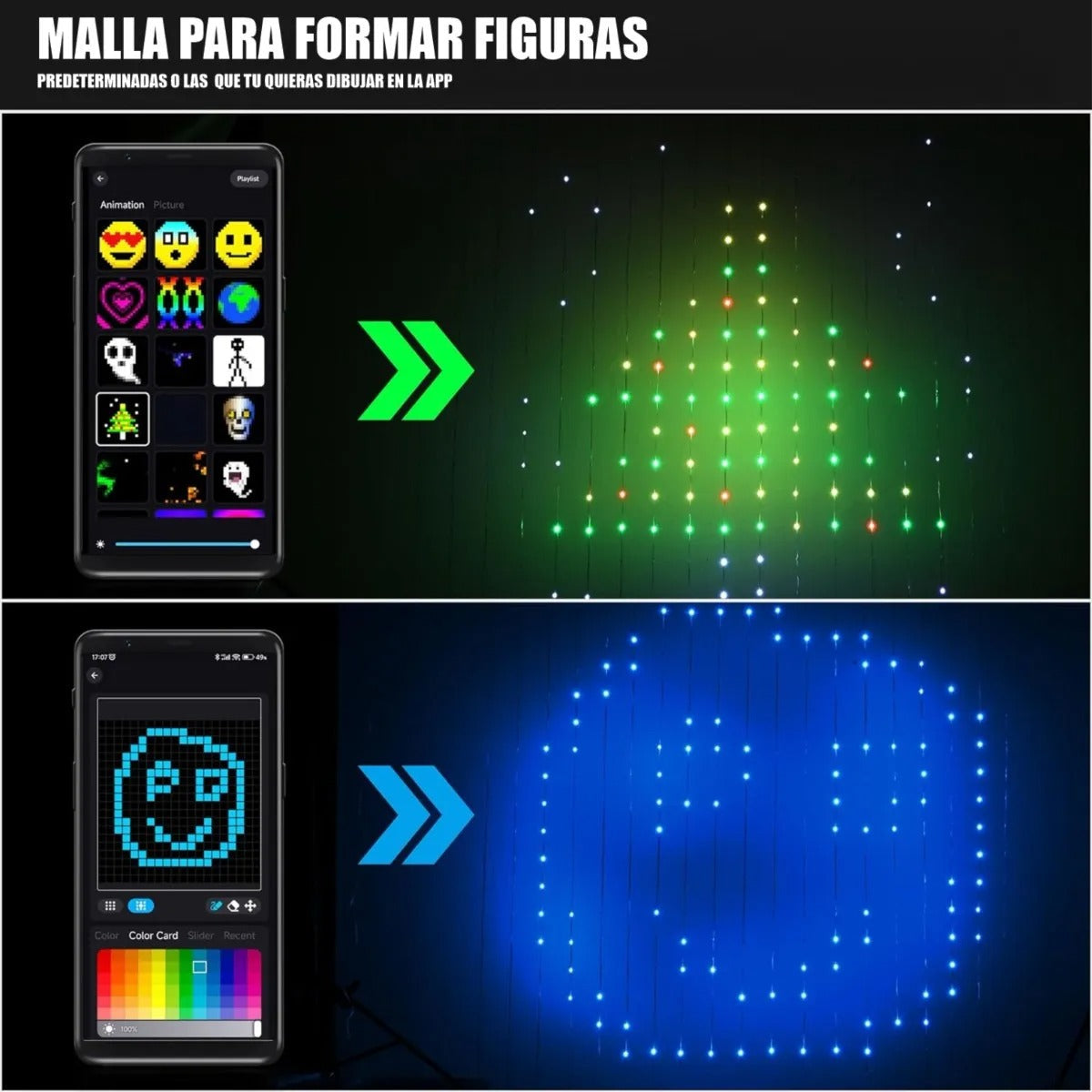 Malla De Navidad Inteligente Control App Forma Figuras