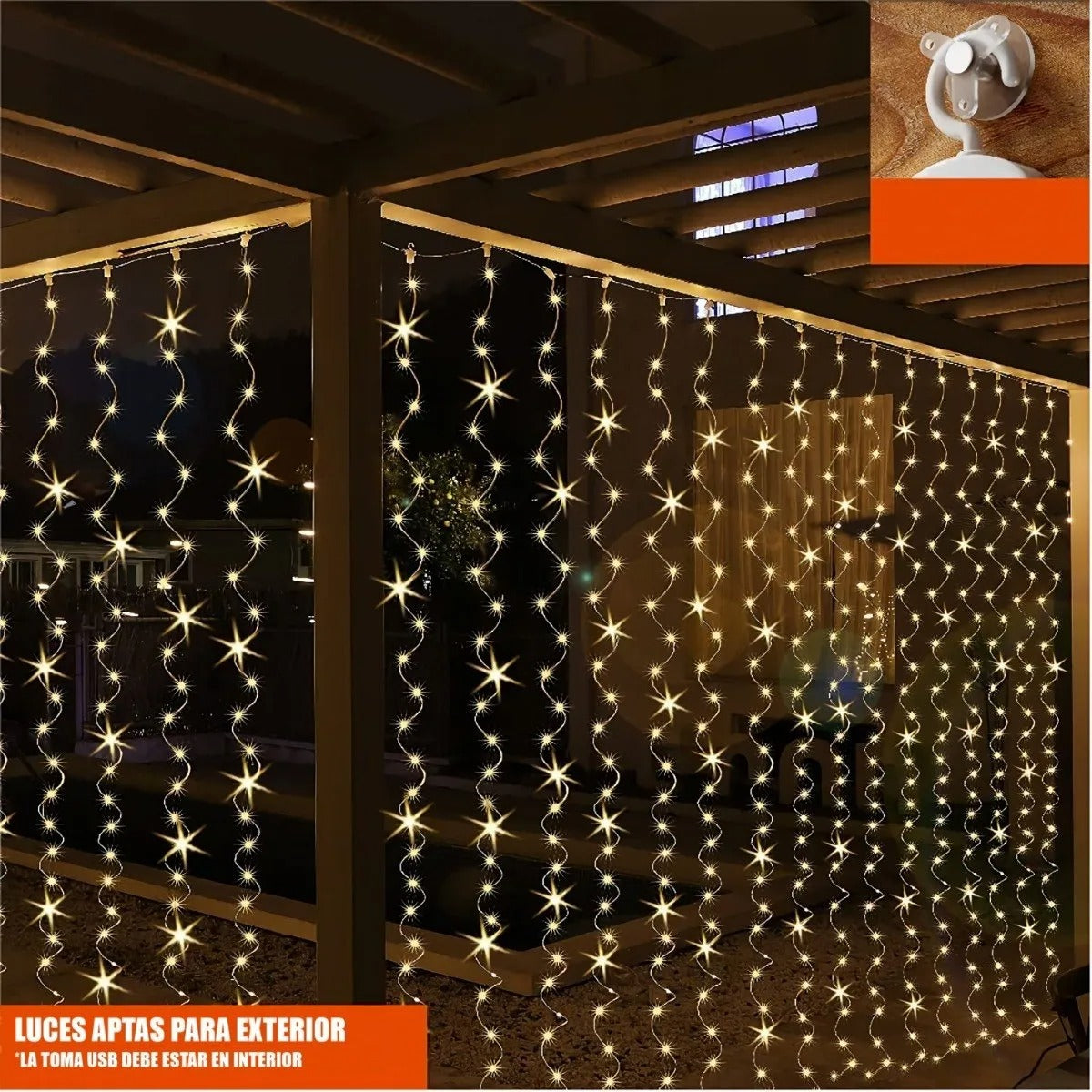 Cortina De Luces Vintage 3x3m . Alambre Microled 300leds