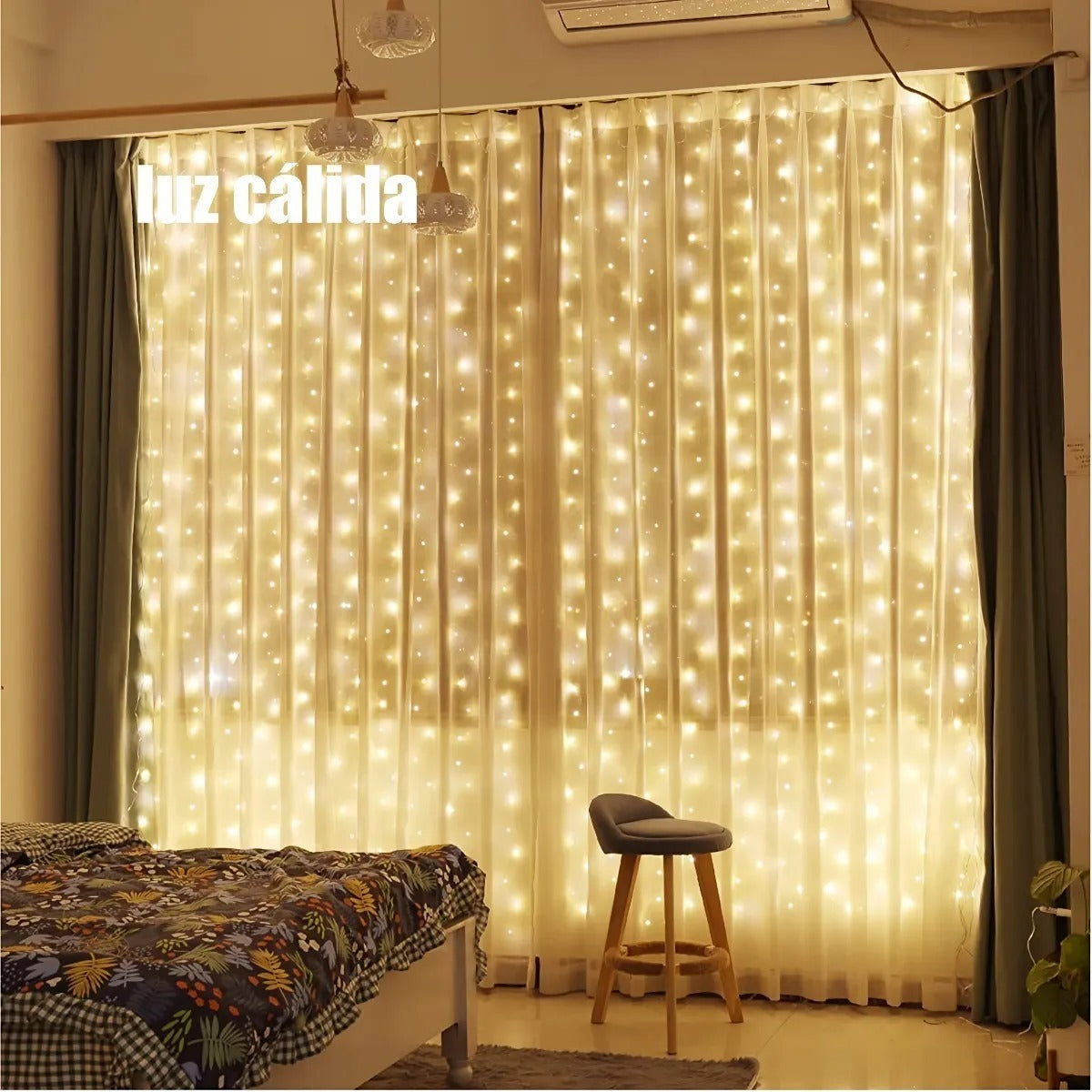 Cortina De Luces Vintage 3x3m . Alambre Microled 300leds
