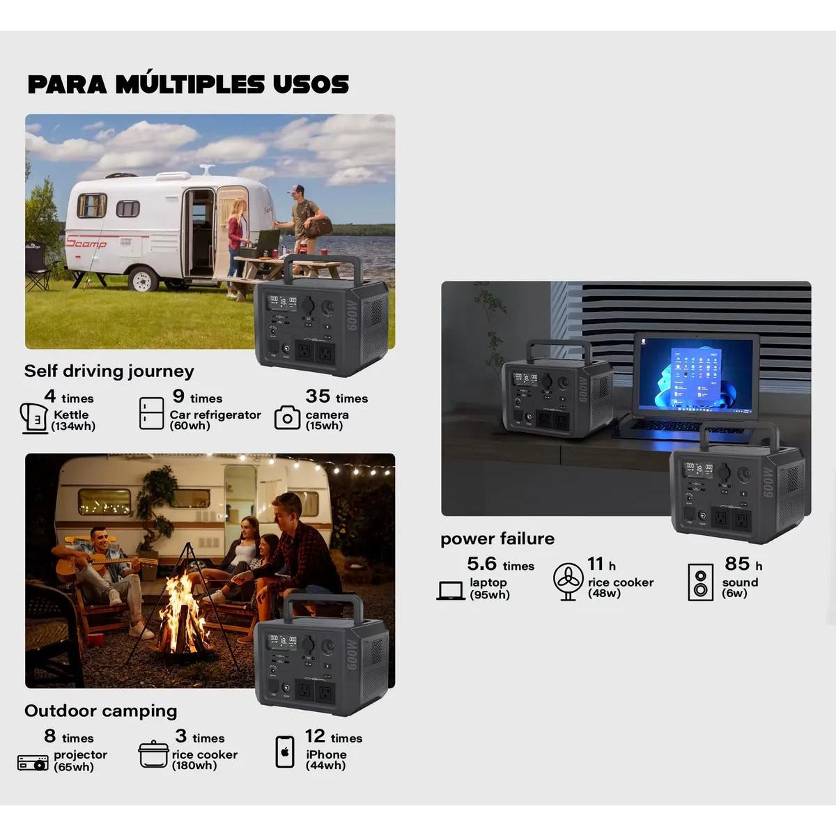Estacion De Energia Planta Electrica 600w/ 1200w Pico /537wh