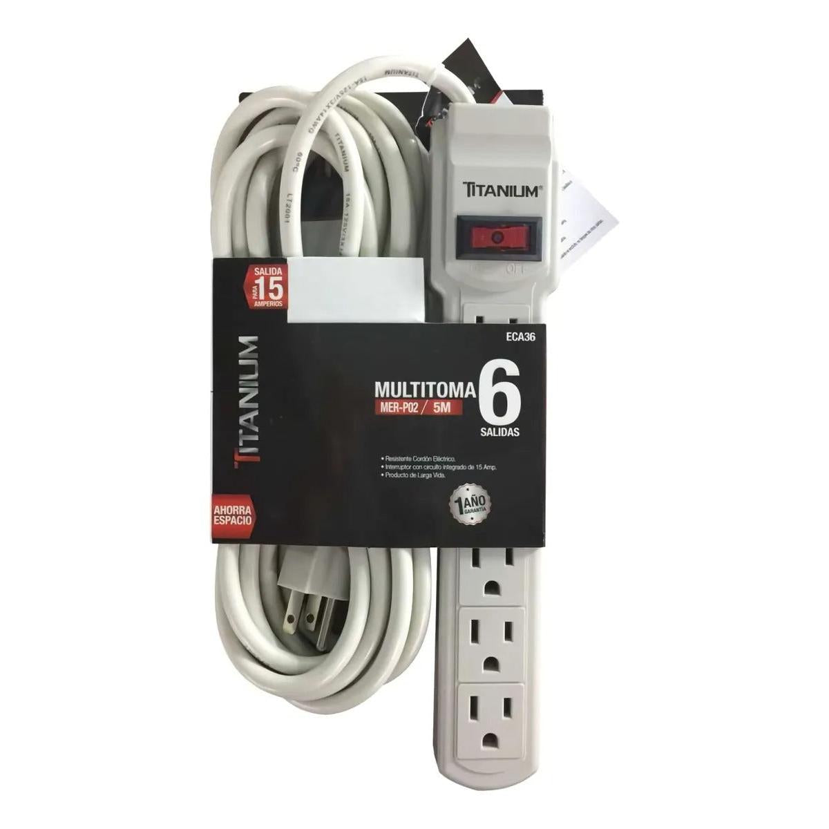 Multitomas Electrico 6 Entradas Con Protección 5 Metros
