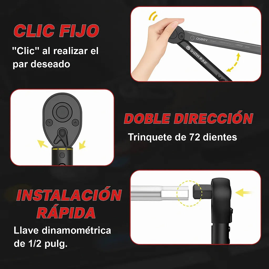 Torquimetro 1/2 Alta Precision Doble Escala 10-170.0ft.lb