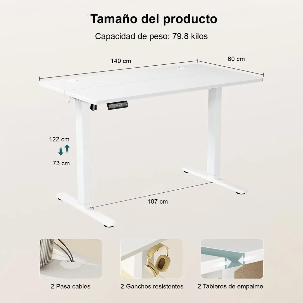 Escritorio Altura Ajustable Eléctrico 55 Pulgadas