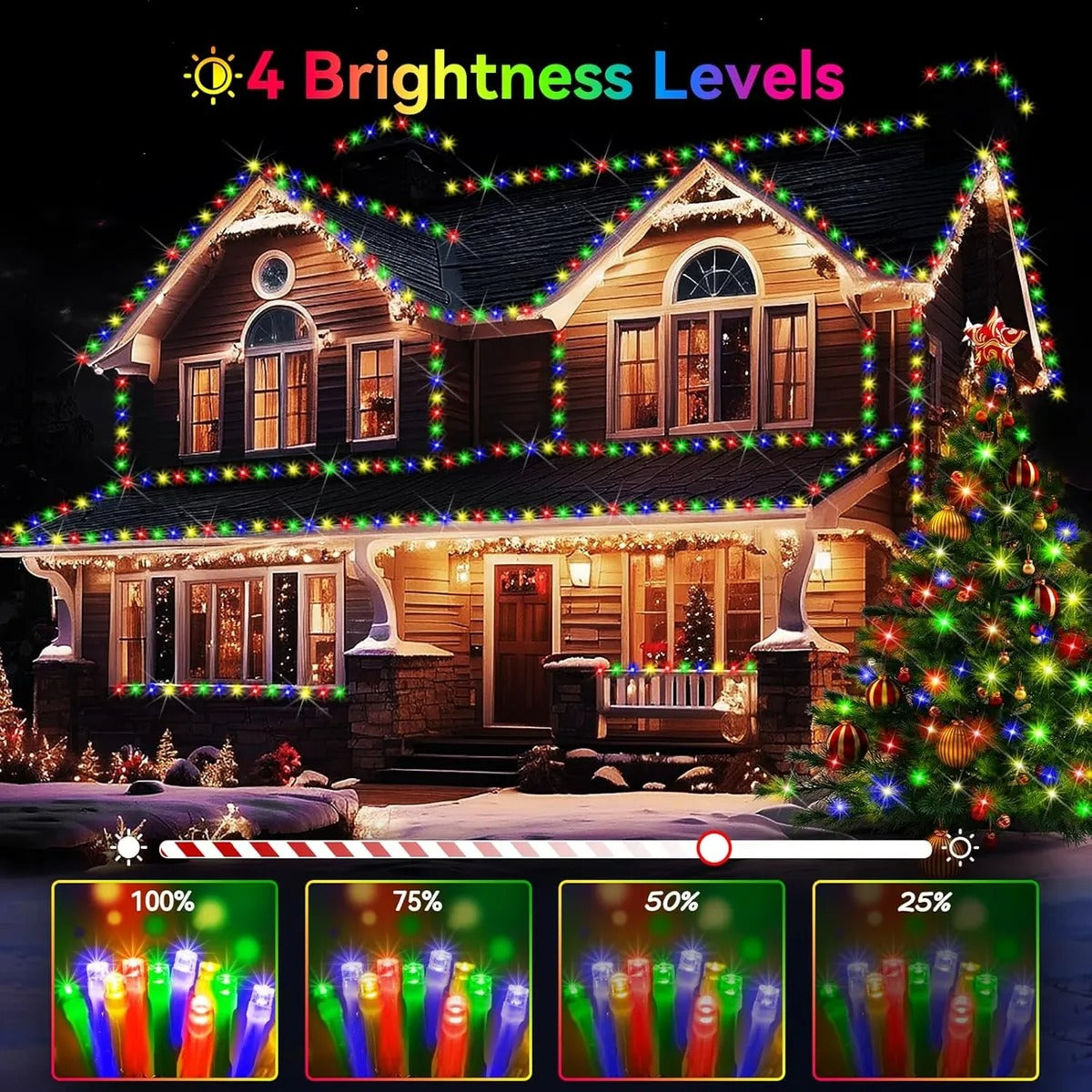 Luces De Navidad De 120m Exteriores Con Control