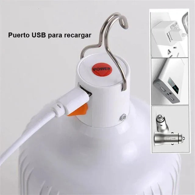 Bombillo Led De Emergencia Portatil Recargable Usb 20w 6500k