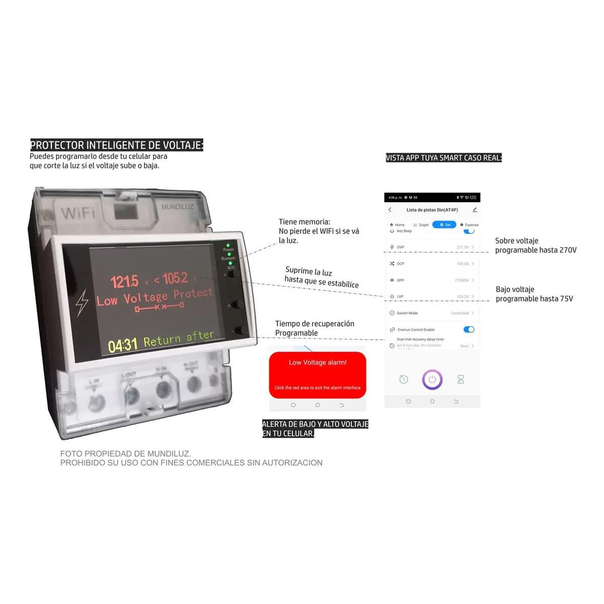 Medidor De Luz Contador, Vatimetro Y Protector Wifi Smart