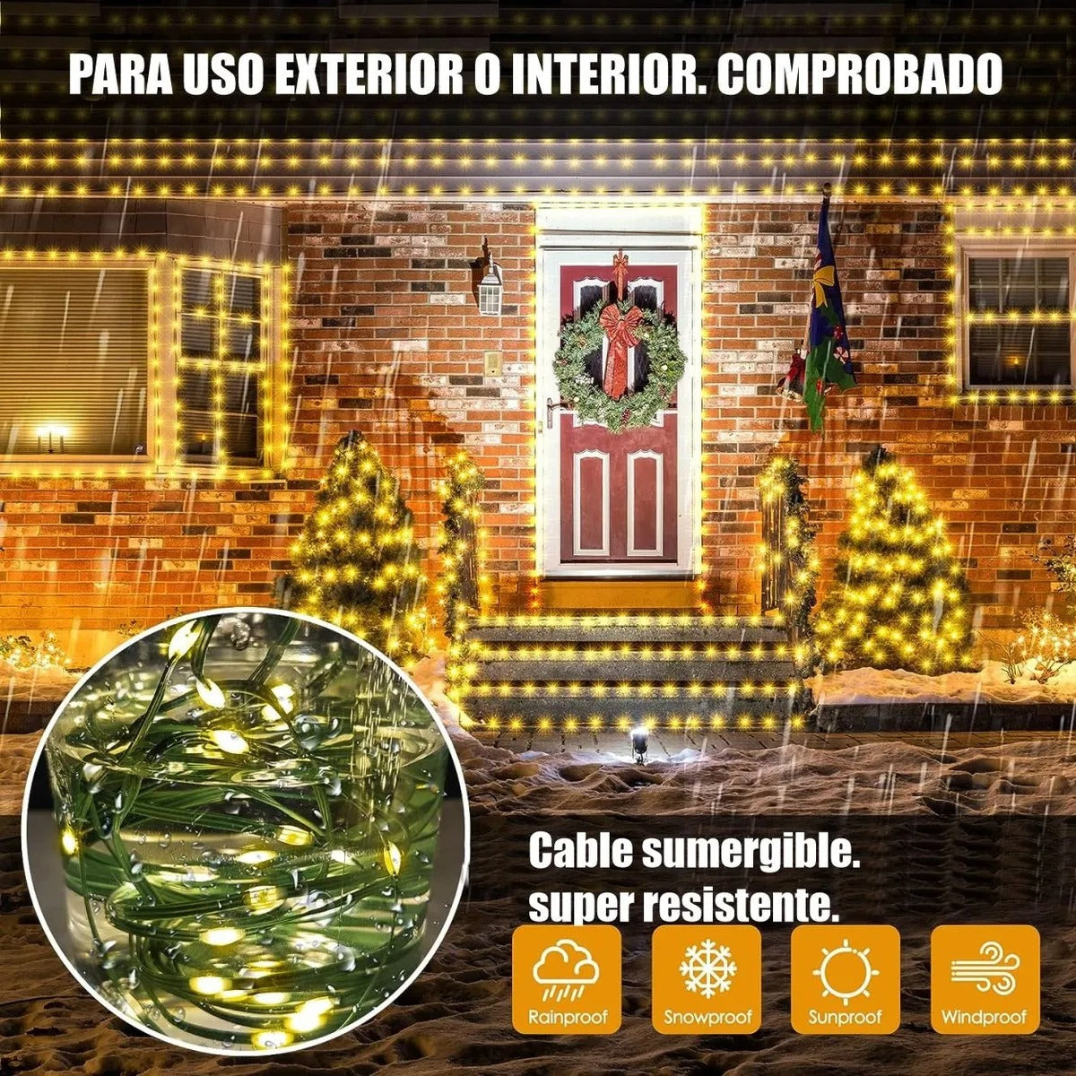 Luces De Navidad Lineal De 60 Metros Exteriores.