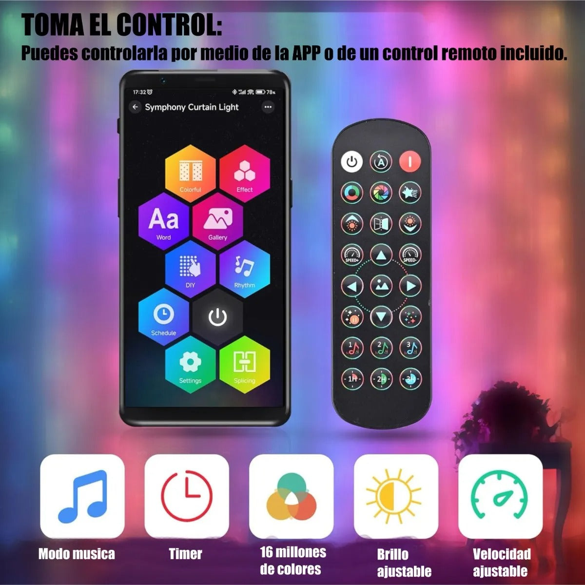 Malla De Navidad Inteligente Control App Forma Figuras