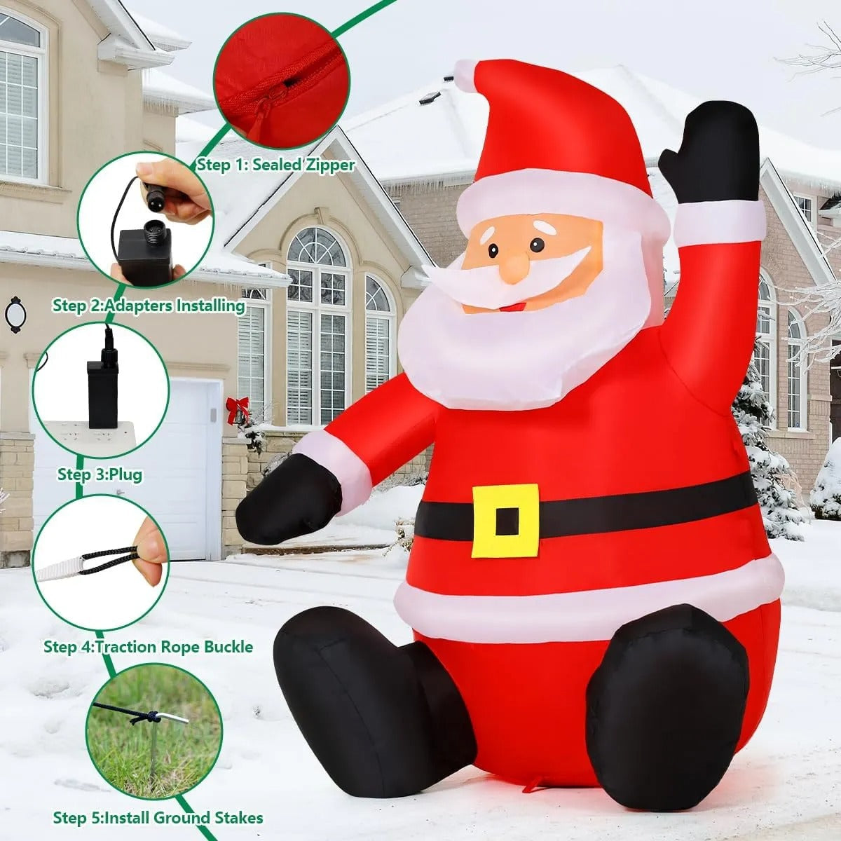 Inflable De Navidad Muñeco Papa Noel Santa Claus De Piso