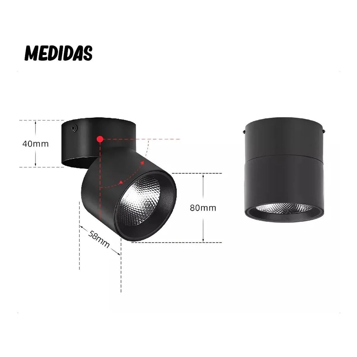 Lampara De Techo Tipo Bala Led Spot Dirigible
