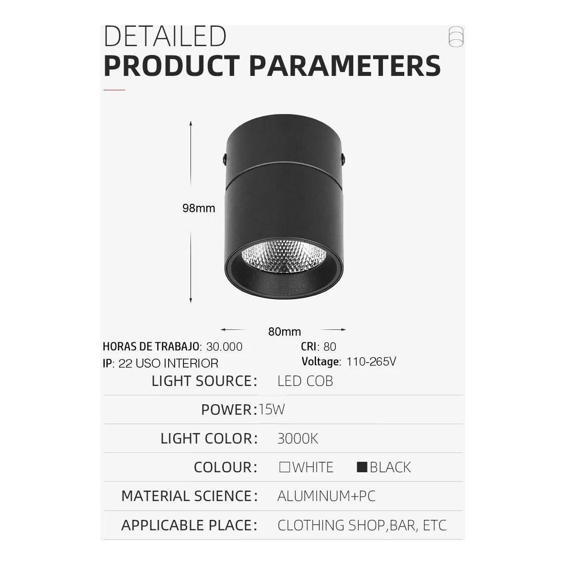 Lampara De Techo Tipo Bala Led Spot Dirigible
