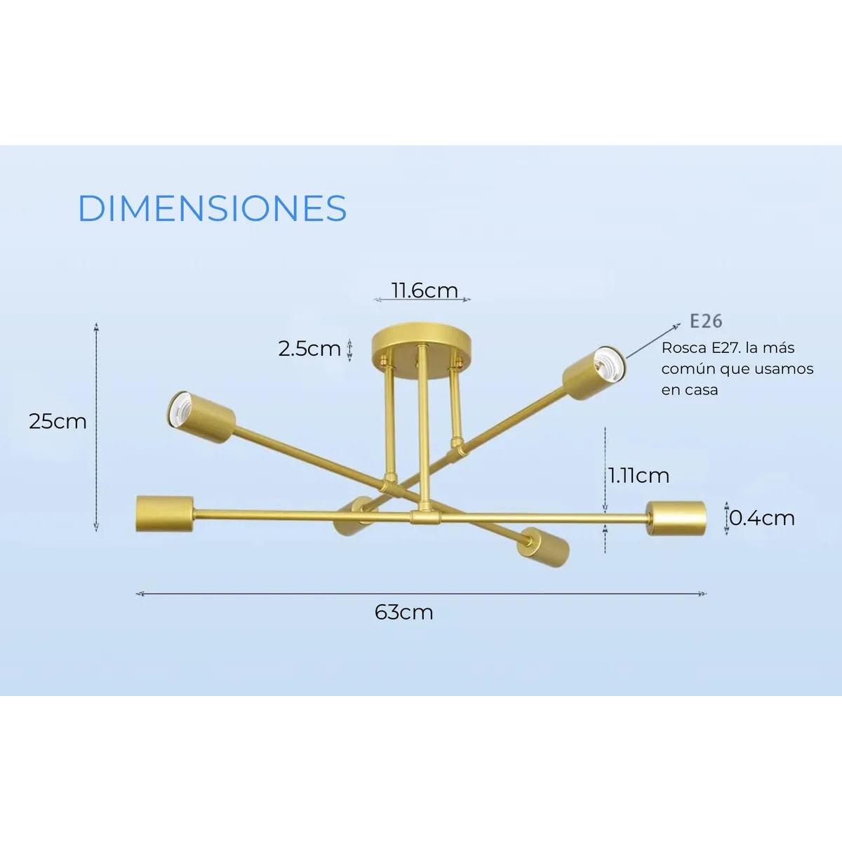 Lámpara De Techo Moderna Tipo Plafón Estilo Nórdica de 6 brazos