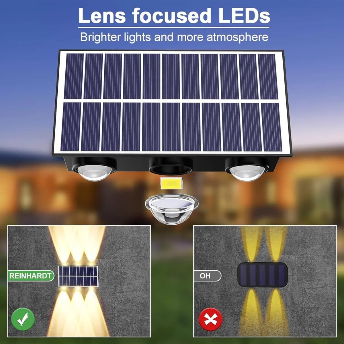 Lámpara Aplique De Pared Solar Tipo Lupa Para Exteriores