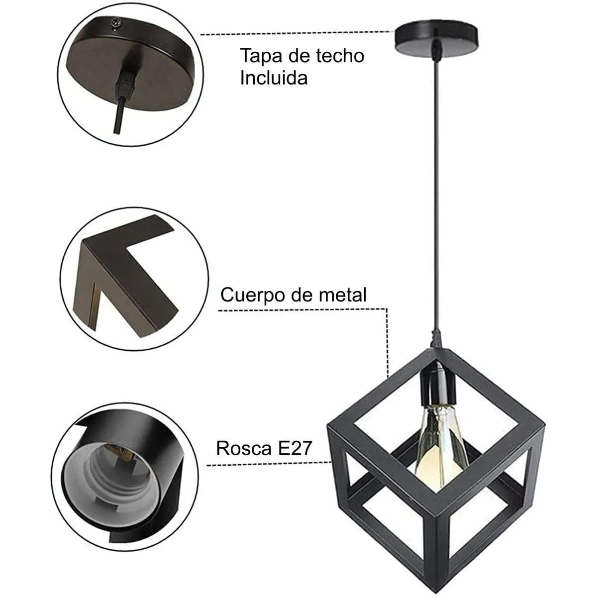 Lámpara De Techo Colgante Vintage Tipo Cubo. Exito Corp