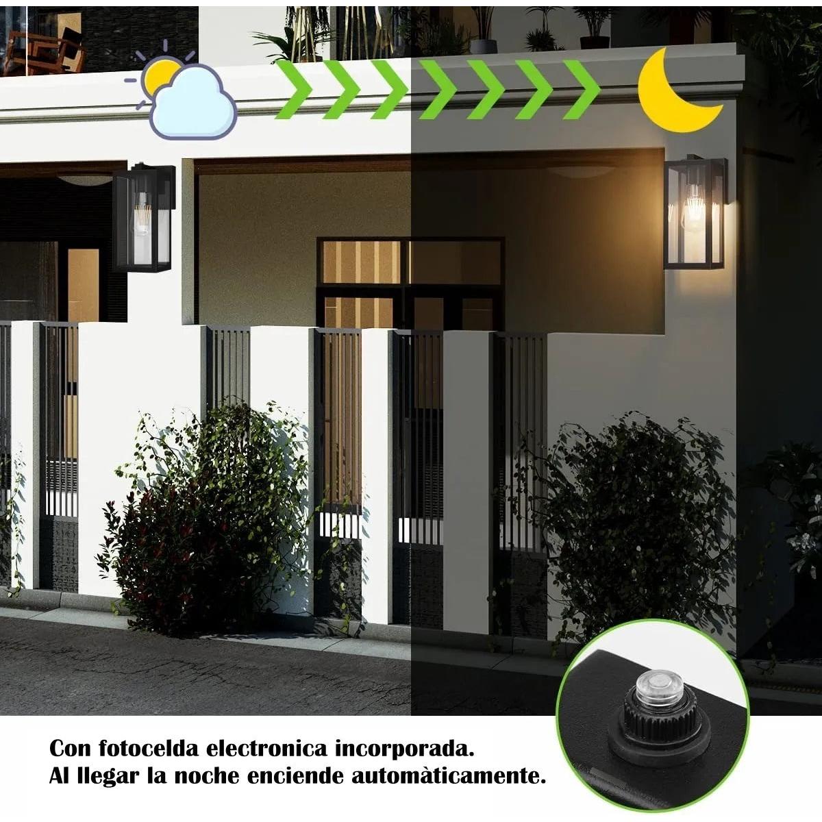 Lámpara Farol De Pared Moderno Con Fotocelda Modelo Dórico
