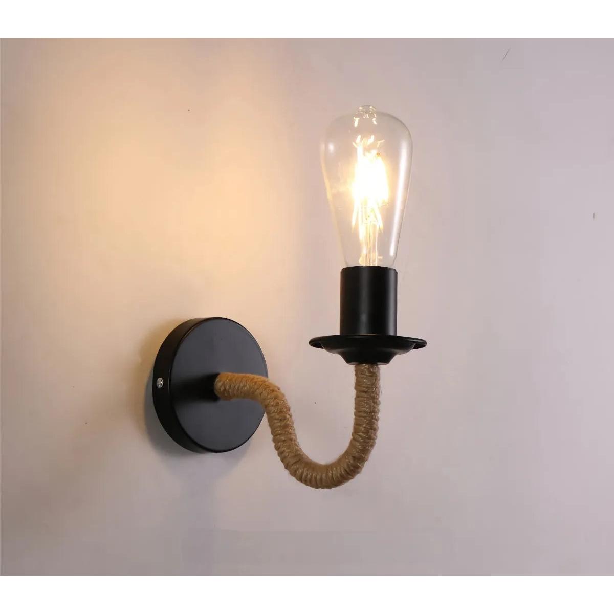 Lampara Aplique Pared Rustica Con Cordón