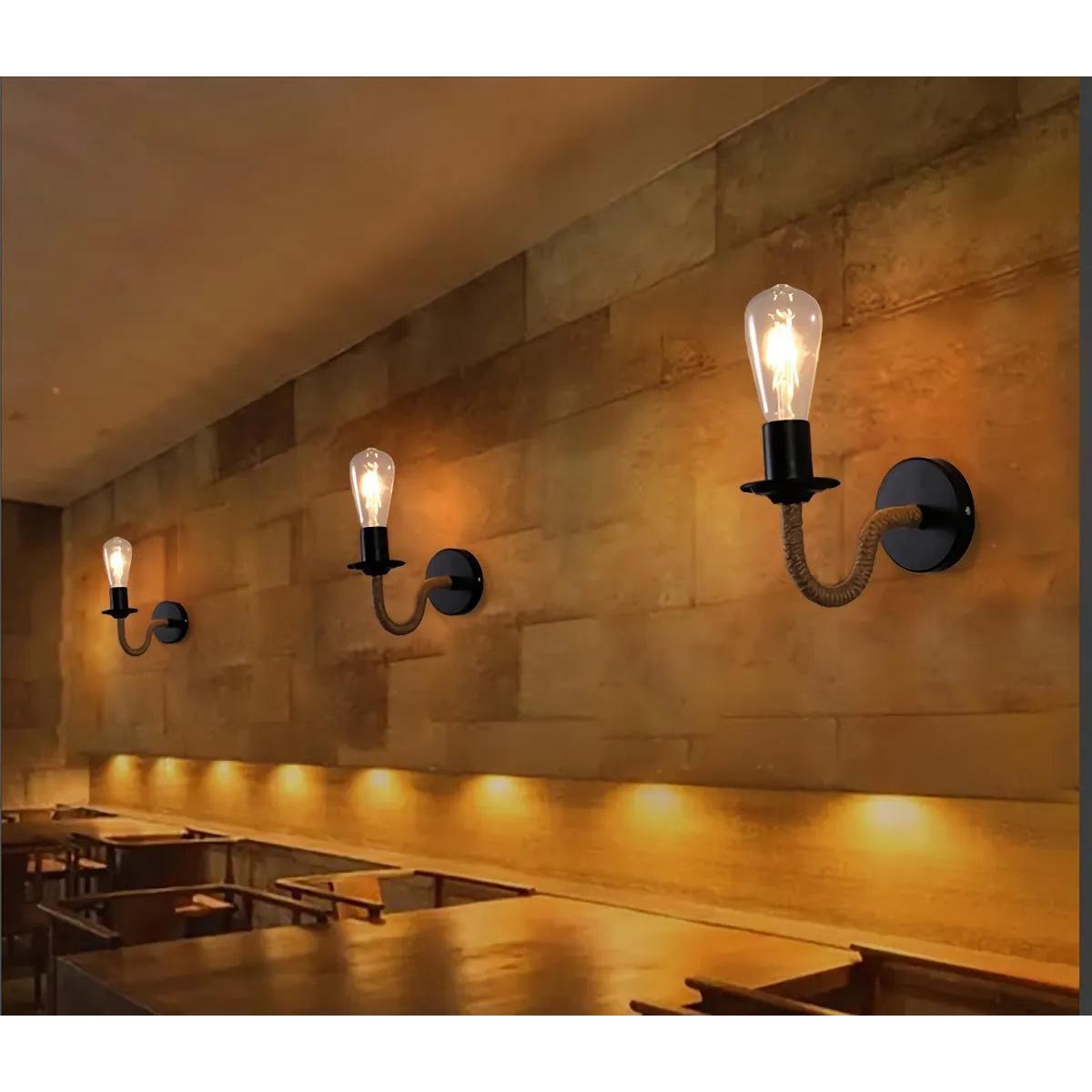 Lampara Aplique Pared Rustica Con Cordón