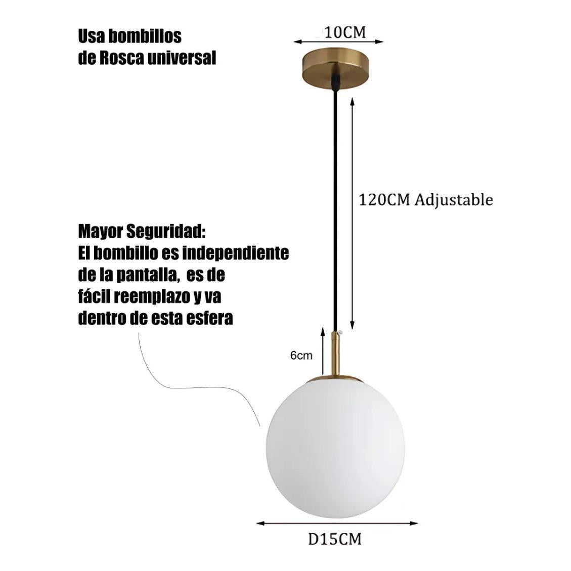 Lámpara De Techo Colgante Moderna Nórdica Modelo Moon