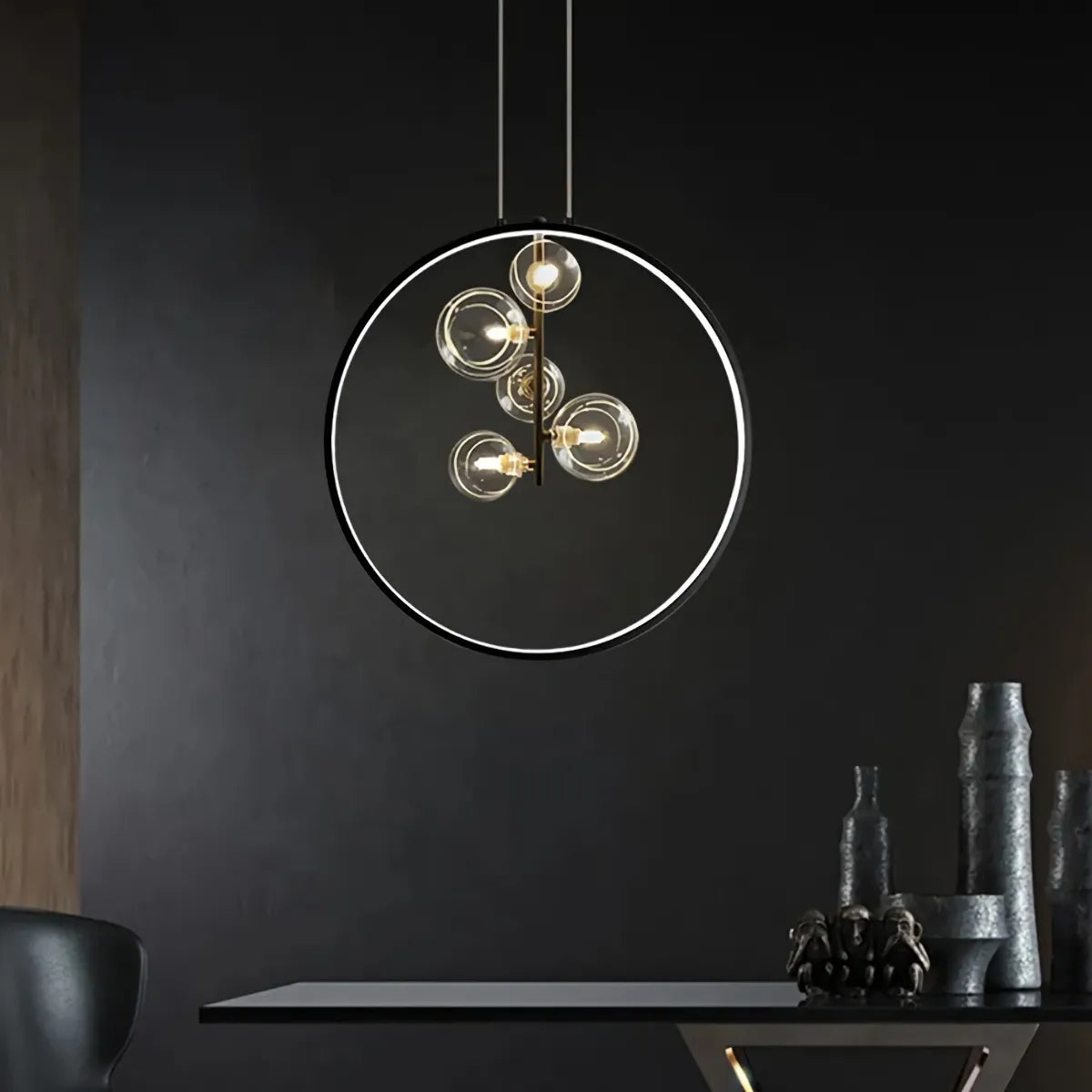 Lampara Decorativa De Techo Colgante Tipo Aro Burble Alb