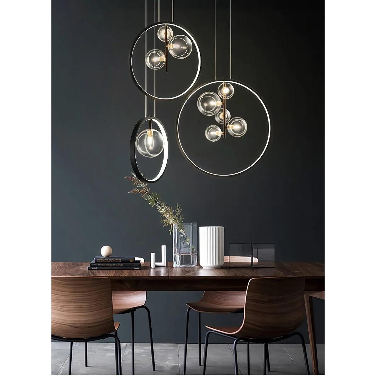 Lampara Decorativa De Techo Colgante Tipo Aro Burble Alb