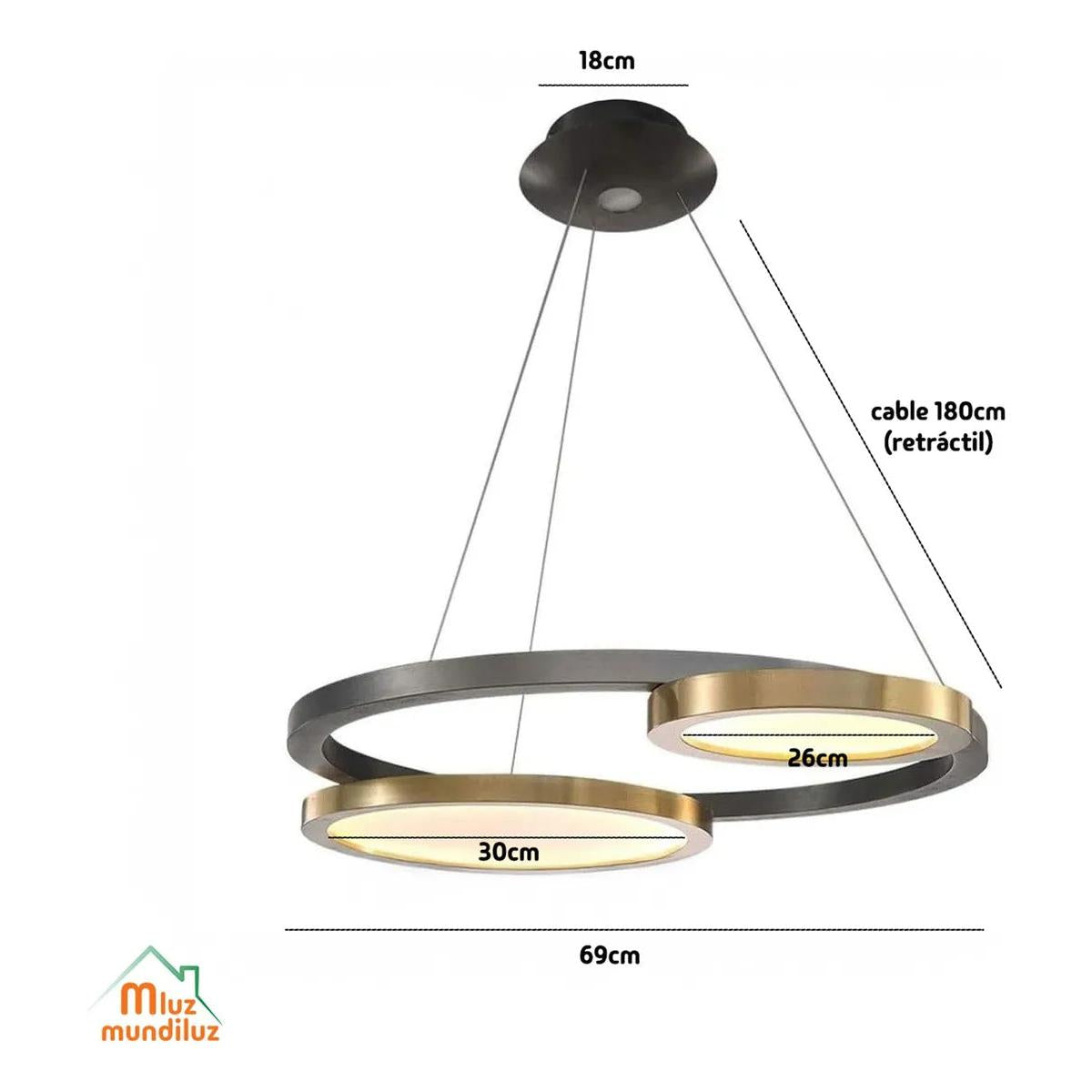 Lampara De Techo Con Aros Colgante Decorativa Titan