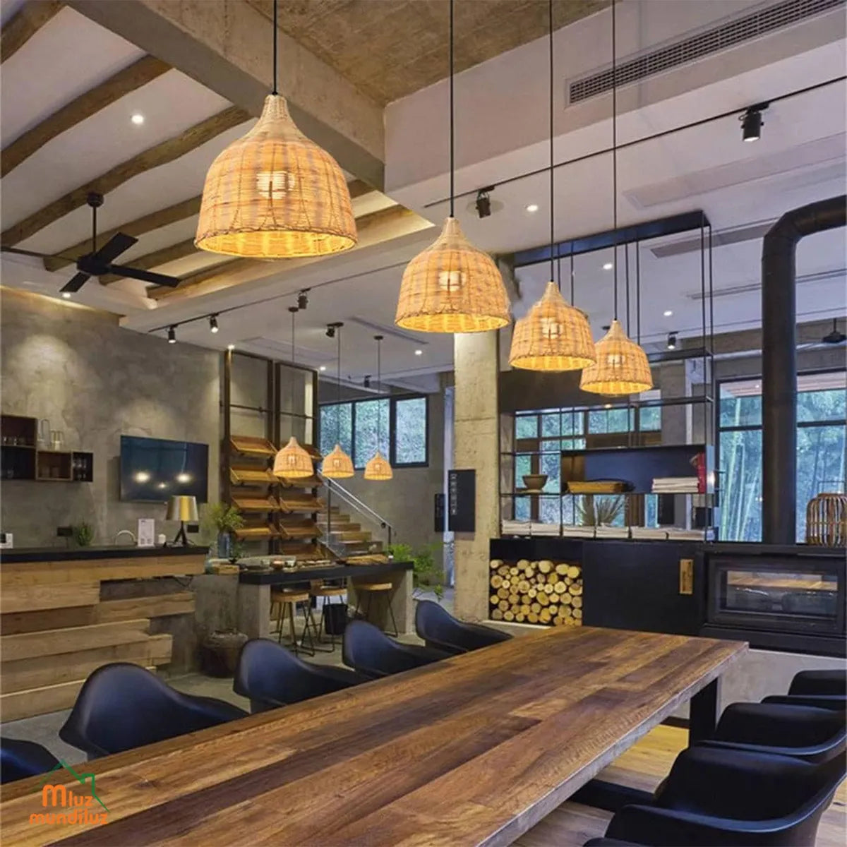Lámpara De Ratán Colgante Decorativa Modelo Roma 3