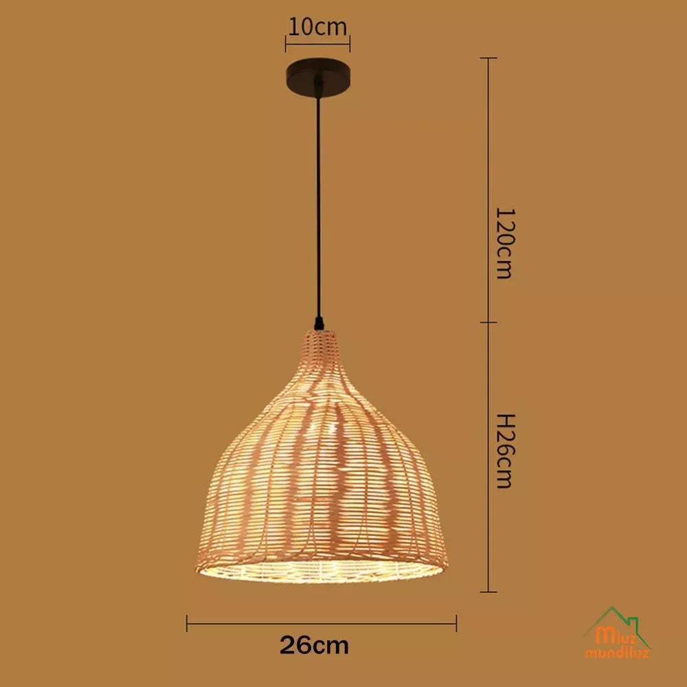 Lámpara De Ratán Colgante Decorativa Modelo Roma 3