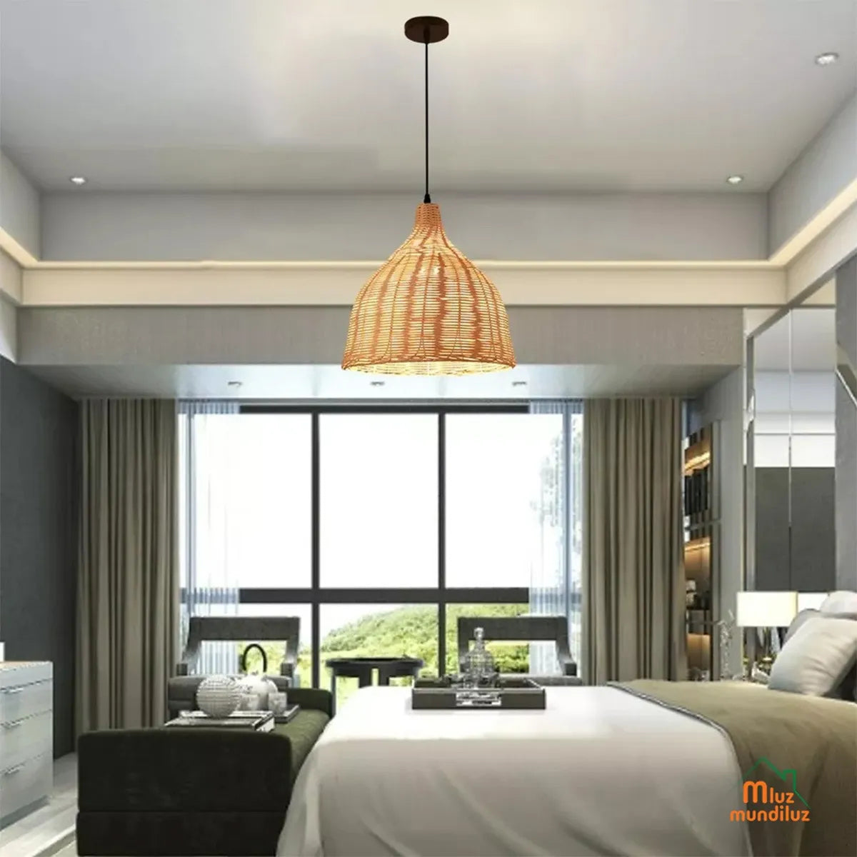 Lámpara De Ratán Colgante Decorativa Modelo Roma 3